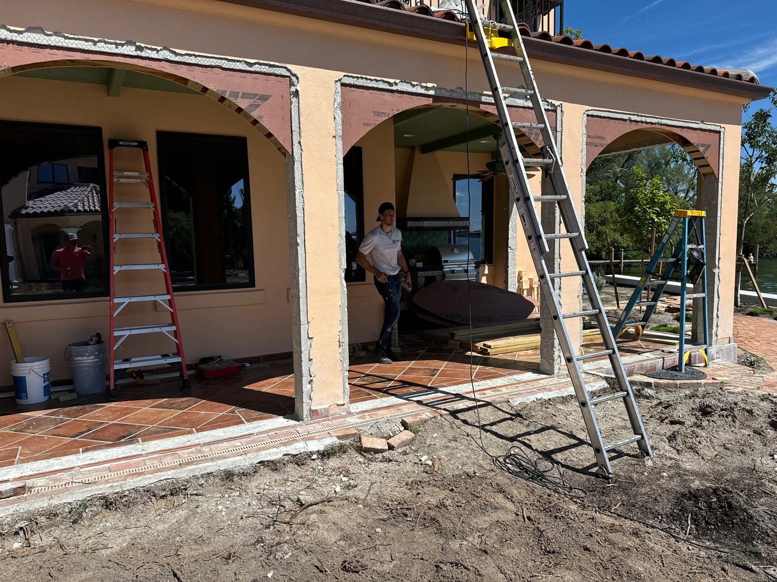 During: loggia arches opened and rebuilt toward the water