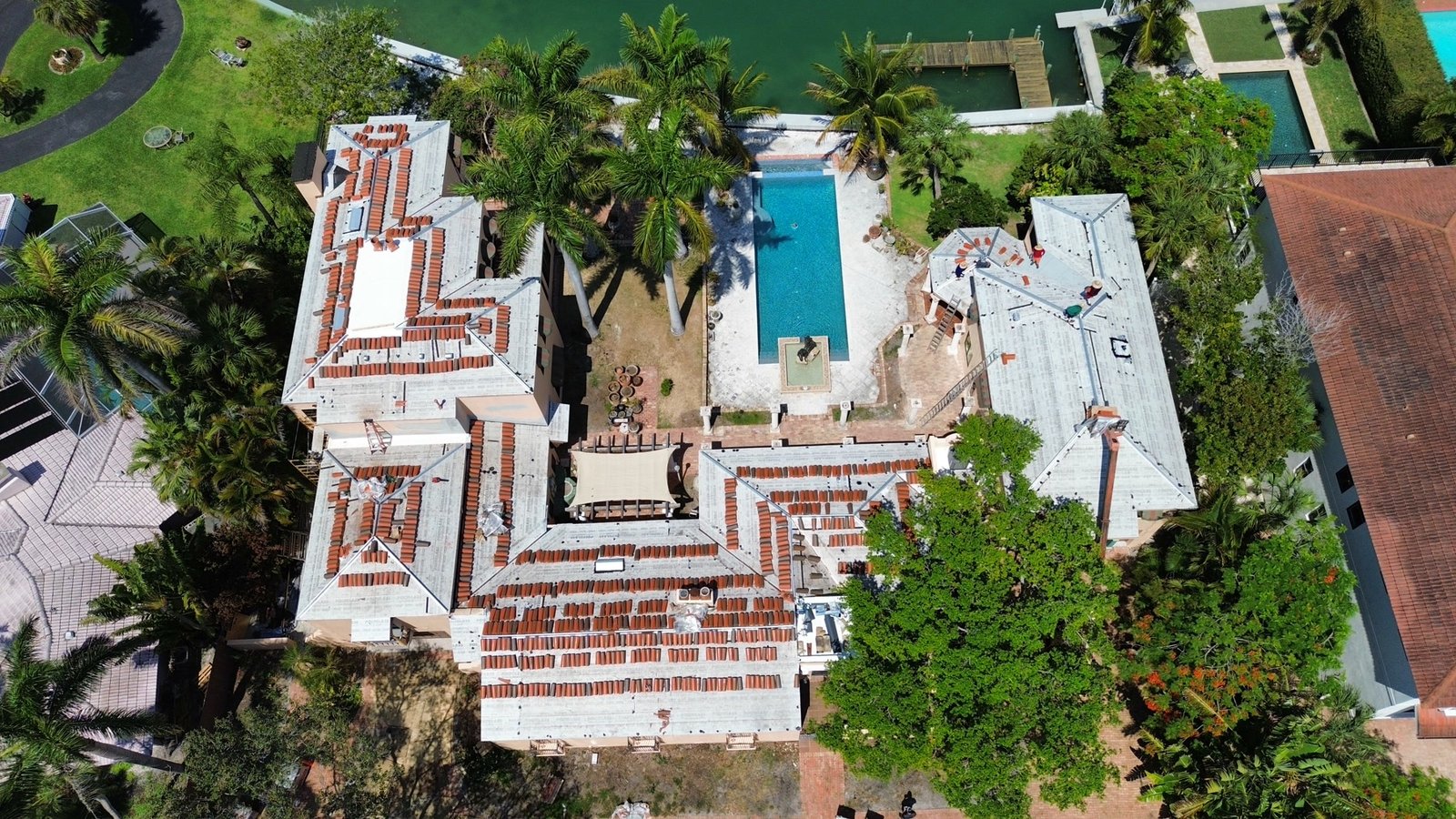 During: terracotta tile coming back onto the roof of the waterfront Martin house