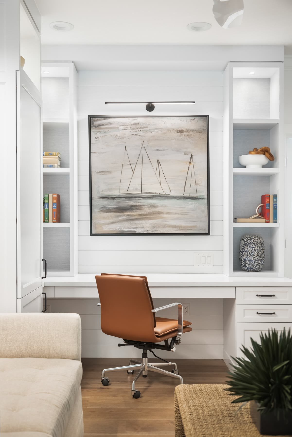 Custom millwork desk and storage in the home office